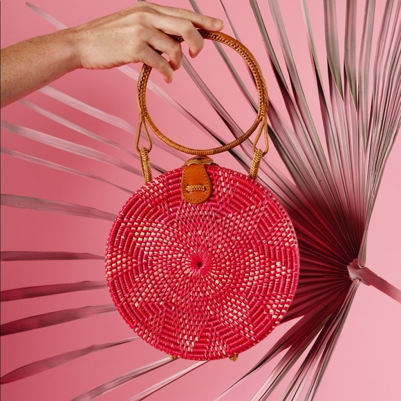 Pink Rattan Bag, straw bag, Bali bag - Picture 1 of 4